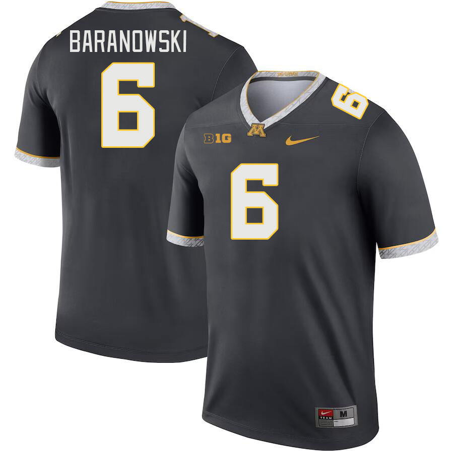 Men #6 Maverick Baranowski Minnesota Golden Gophers College Football Jerseys Stitched-Charcoal